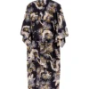 Front view of XL black dragon men's yukata kimono robe