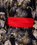 Red obi belt with XL black dragon men's yukata kimono robe