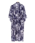 Back view of navy bamboo and dragon yukata kimono robe XL