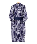 Navy obi belt with navy bamboo and dragon yukata kimono robe XL