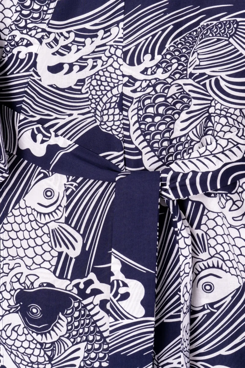 Gürtel Detail von XL navy Karpfen Herren Yukata Kimono Gewand