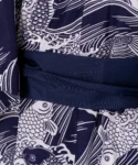 Navy obi belt on navy carp mens yukata kimono robe