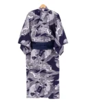 Navy obi belt on navy carp mens yukata kimono robe