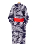 Red obi belt on navy carp mens yukata kimono robe