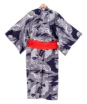 Red obi belt on navy carp mens yukata kimono robe