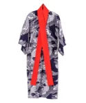 Red obi belt with navy carp mens yukata kimono robe