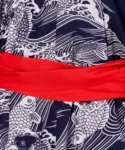 Red obi belt with navy carp mens yukata kimono robe