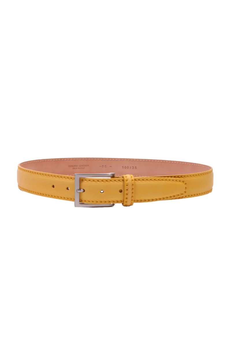 Ceinture en cuir de veau Tom Dick et Harry, couleur ocre jaune.