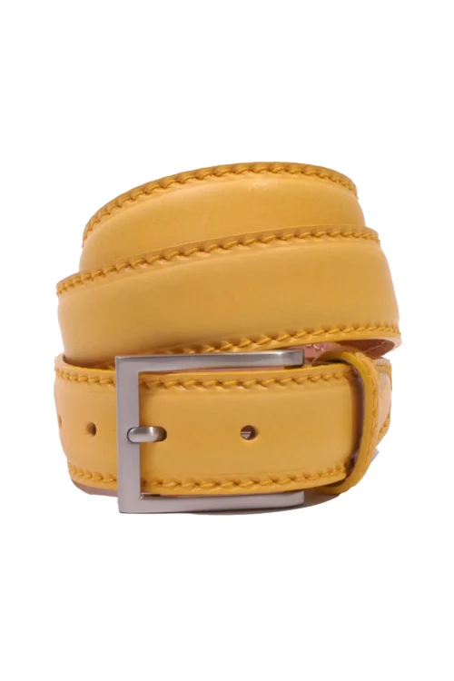 Ceinture en cuir de veau Tom Dick et Harry, couleur ocre jaune.