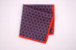 Fariba Soltani Silk Pocket Square Geometric Motif - Navy/Turquoise Arad