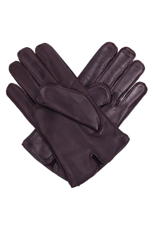 Dents Mens Brown Leather Gloves with Fleece Lining