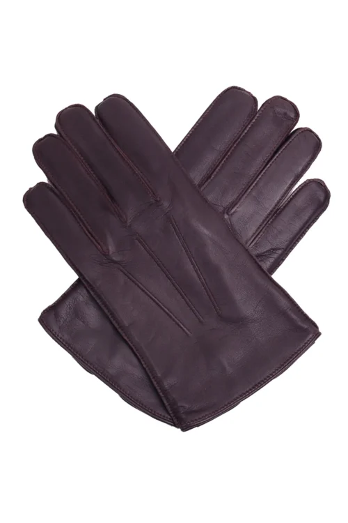 Dents Mens Brown Leather Gloves with Fleece Lining