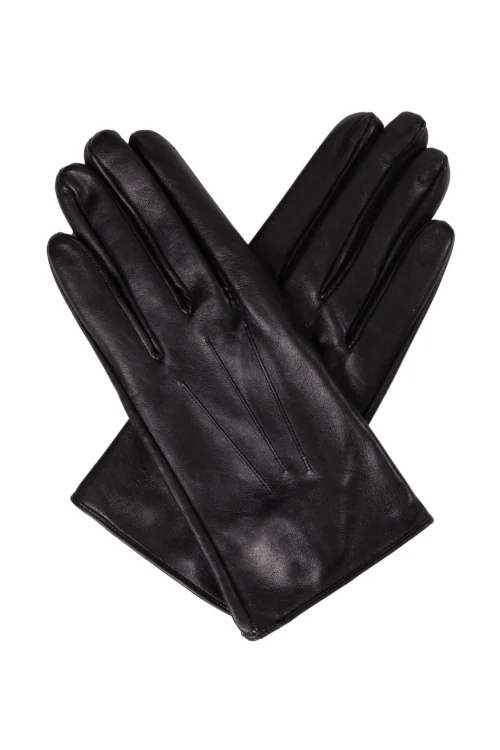 Gants en cuir noir non doublés et ajustés pour hommes par Dents.