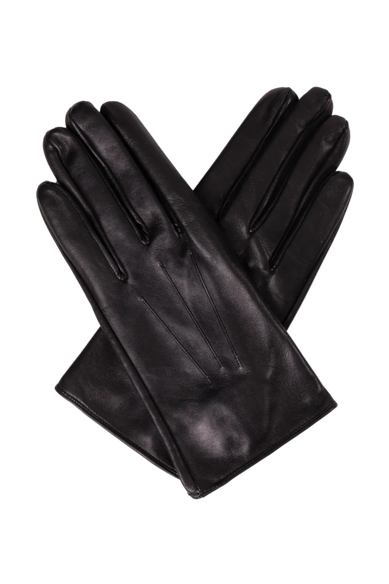 Slim Fitting Unlined Black Leather Gloves for Men by Dents.