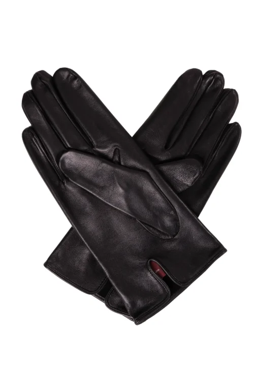 Gants en cuir noir non doublés et ajustés pour hommes par Dents.