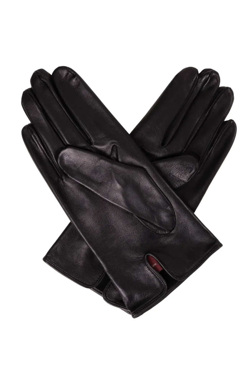 Slim Fitting Unlined Black Leather Gloves for Men by Dents.