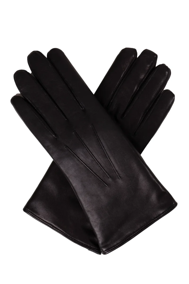 Dents Ripley Fur Lined Black Leather Gloves for Women