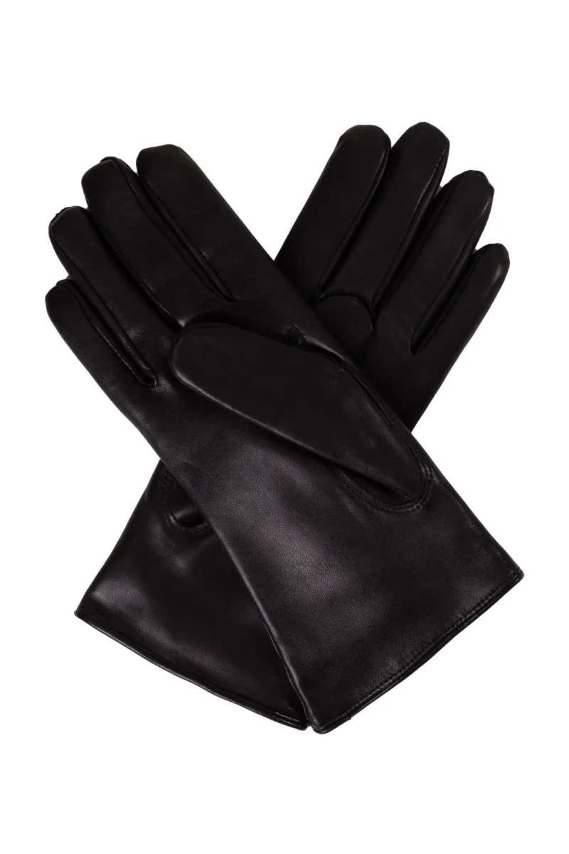 Dents Ripley Fur Lined Black Leather Gloves for Women