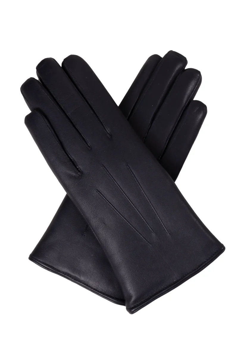 Dents Ripley Fur Lined Black Leather Gloves for Women