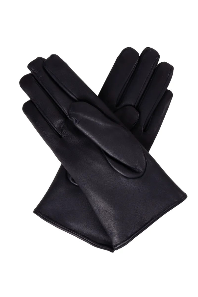 Dents Ripley Fur Lined Black Leather Gloves for Women