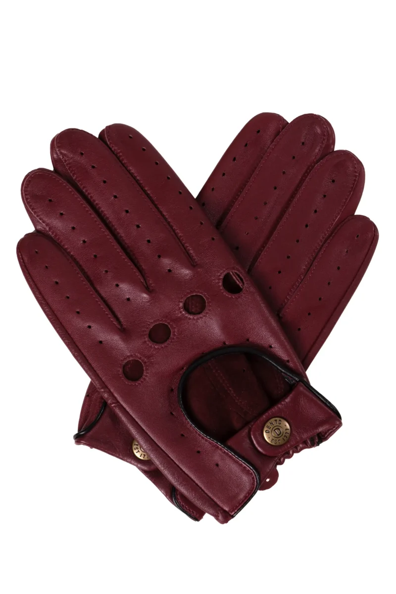 Dents Delta Mens Driving Gloves in Wine Leather