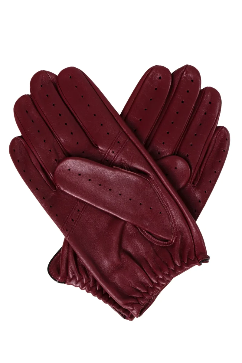 Dents Delta Mens Driving Gloves in Wine Leather