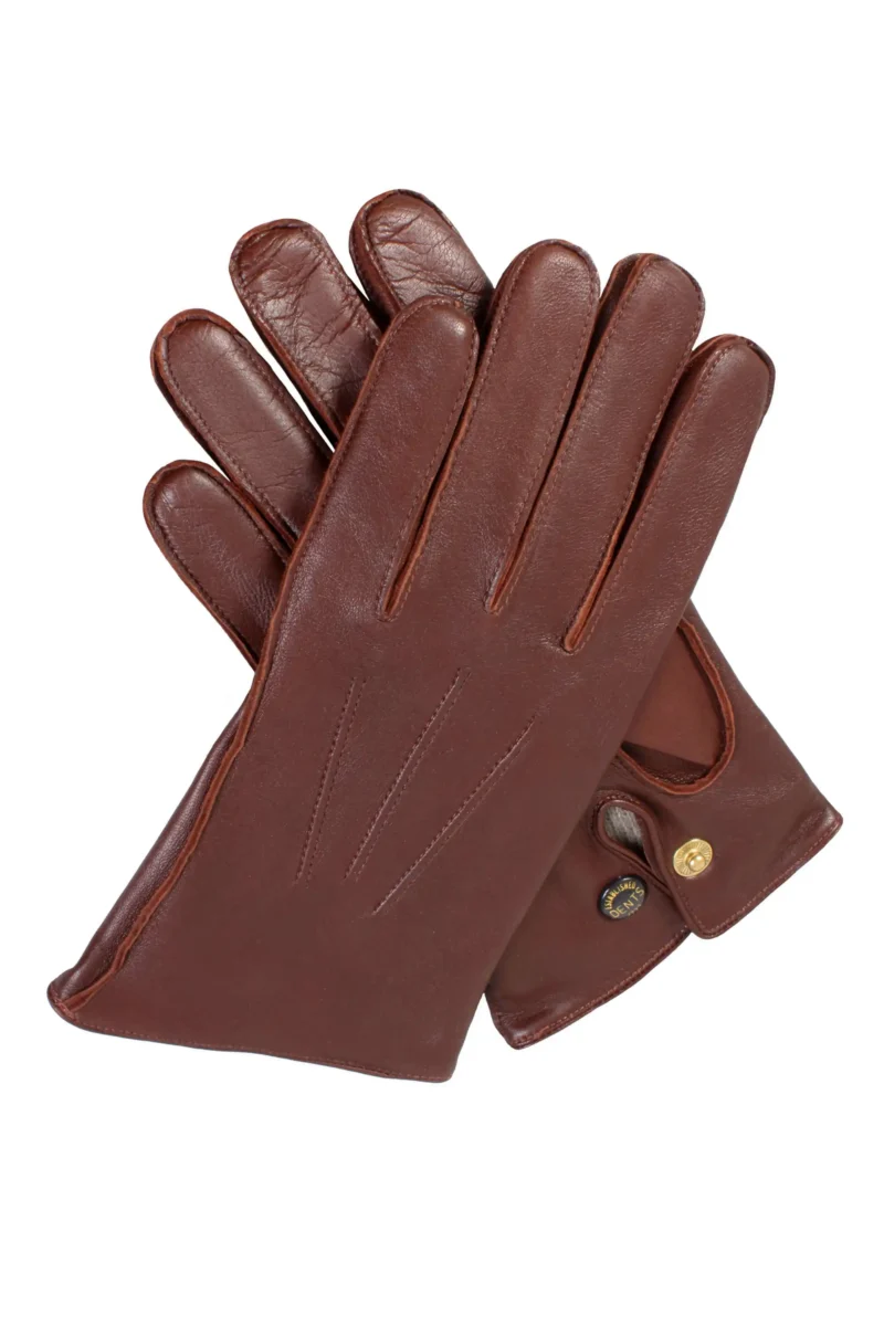 Gants d'officier en cuir Dents Mendip pour homme en English Tan (Mid Brown), taille petite