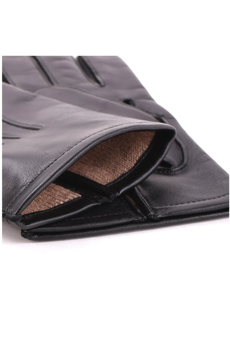 Men's Black Leather Gloves with Winter Lining by Dents