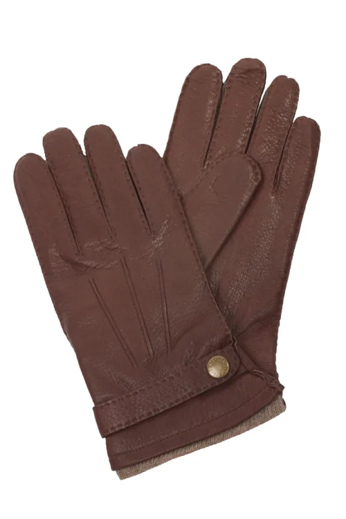 Gants Dents en peau de daim pour hommes, marron écorce