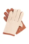 Men's Leather & Cotton Crochet Lined Driving Gloves - Cognac - Size M/L