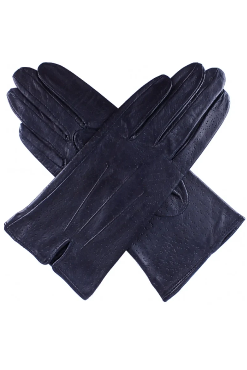 Dents Women's Leather Gloves 7-0012 Navy - Back of Hand View