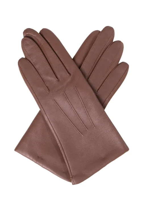 Gants Dents Emma pour dames en marron.