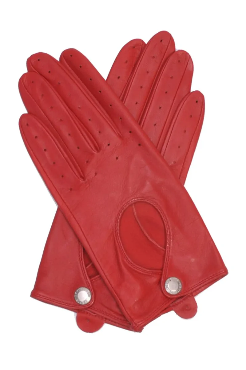 Dents Thruxton Women's Driving Gloves Berry Red - Back of Hand View