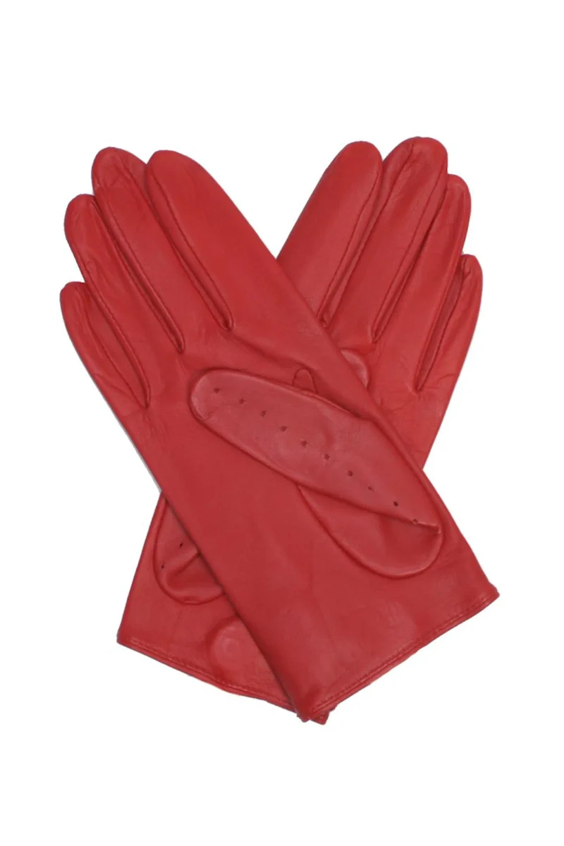 Dents Thruxton Women's Driving Gloves Berry Red - Back of Hand View