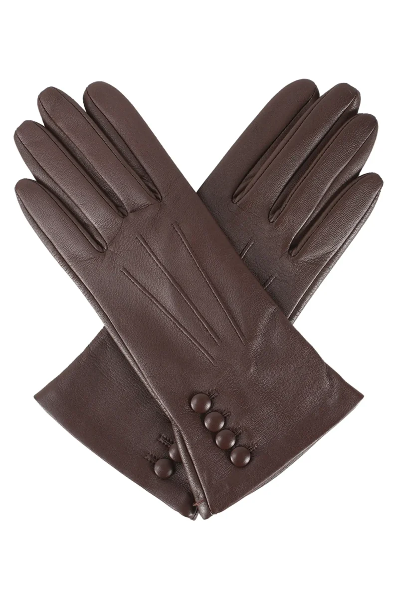 Dents Natalie Women's Touchscreen Leather Gloves - Mocca - Back of Hand View