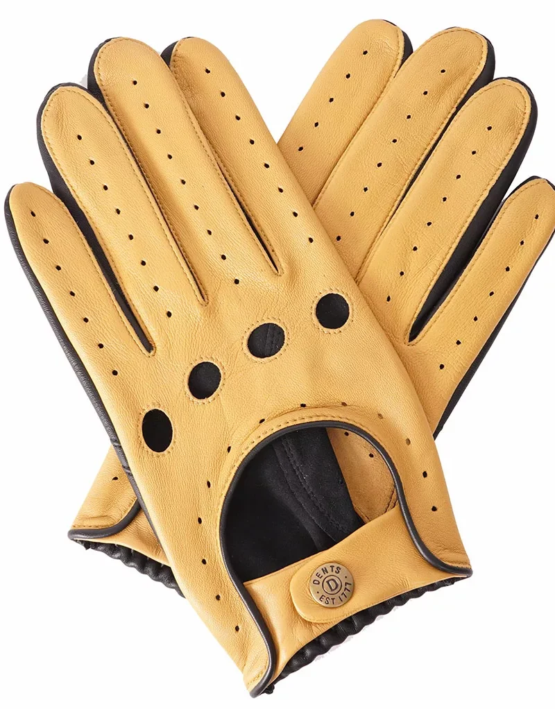 Dents Silverstone Driving Gloves with cut-outs for knuckles and back of hand. Cork with black palm in touchscreen compatible leather.