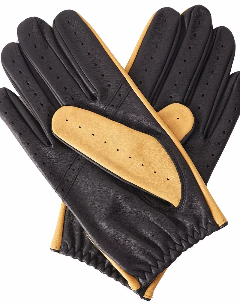 Dents Silverstone Driving Gloves with cut-outs for knuckles and back of hand. Cork with black palm in touchscreen compatible leather.