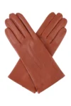 Dents Felicity - Women's Silk Lined Leather Gloves - Cognac-  Size 8"