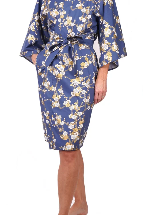 Kimono Happi pour femmes Blue & White Plum