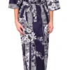 Navy Flowers in Circles Women's Yukata
