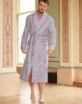 British Boxers Navy Blue Pinstripe Men's Dressing Gown