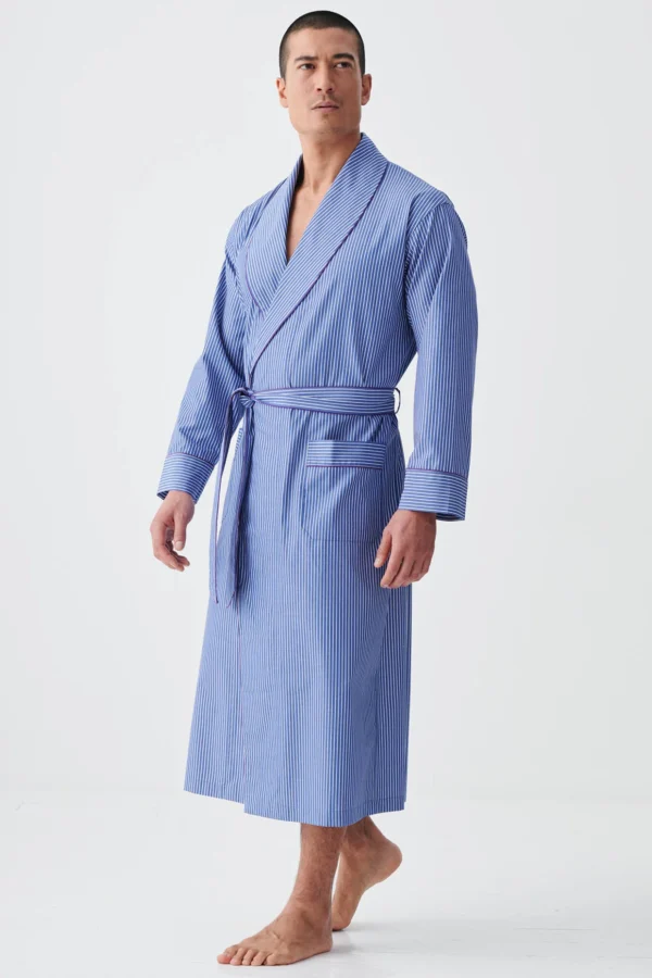 British Boxers Prussian Stripe Cotton Dressing Gown for Men