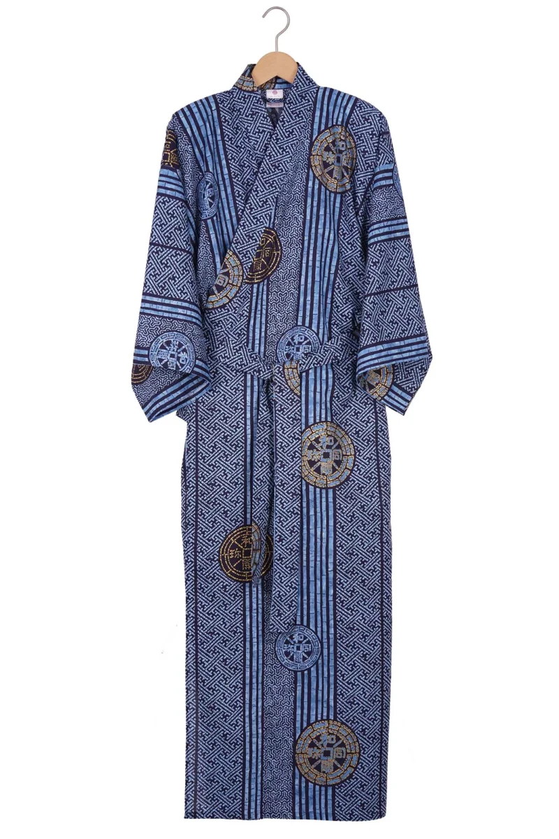 Blue Ancient Coins Men's Yukata