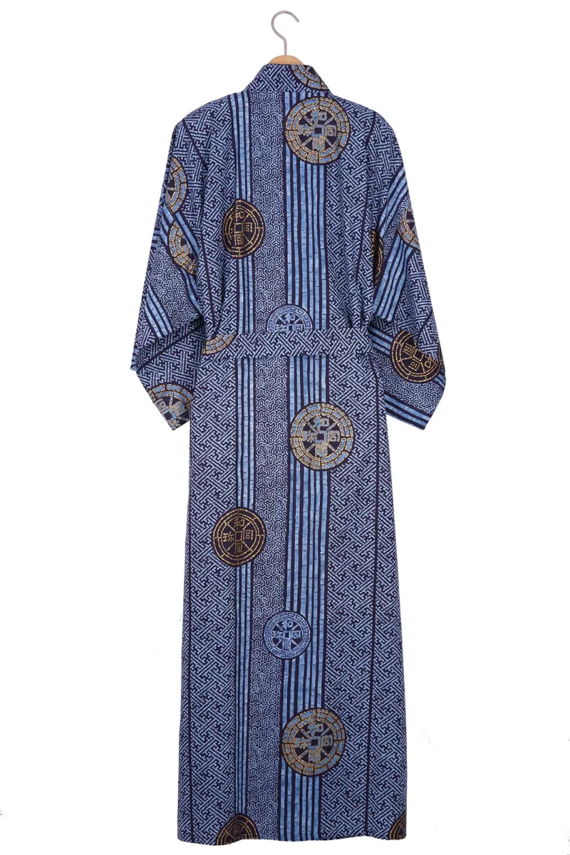 Blue Ancient Coins Men's Yukata