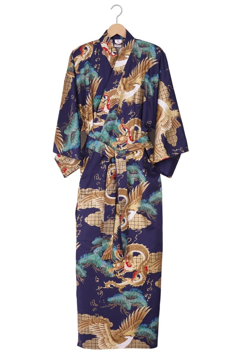 Navy Dragon & Eagle Men's Yukata Kimono