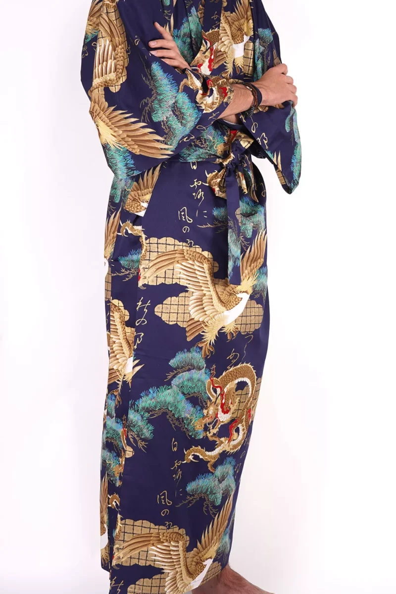 Navy Dragon & Eagle Men's Yukata Kimono