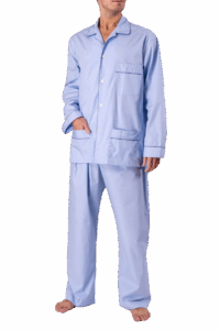 Mens Pyjama Set by Bonsoir of London - Sky Blue Cotton