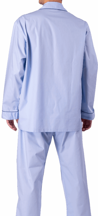 Mens Pyjama Set by Bonsoir of London - Sky Blue Cotton