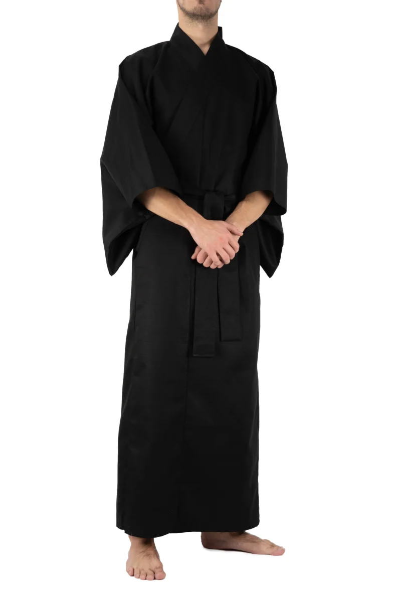 Black Shantung Men's Kimono