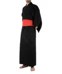 SSC 654 Black Kimono 58 black shantung yukata model sash belt 1